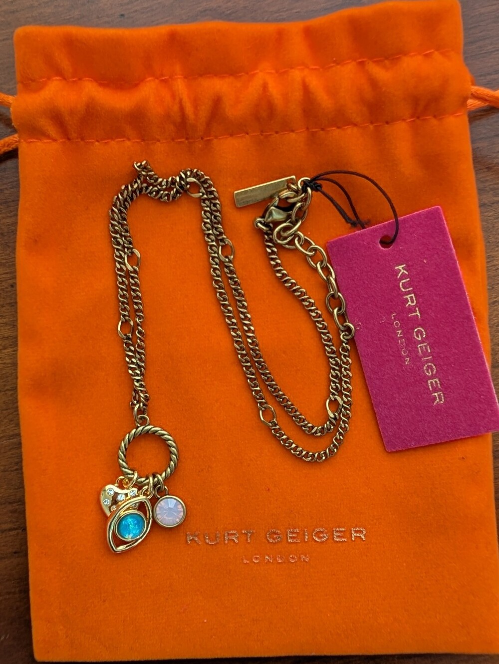 Kurt Geiger Evil Eye Heart Charm Pendant Necklace